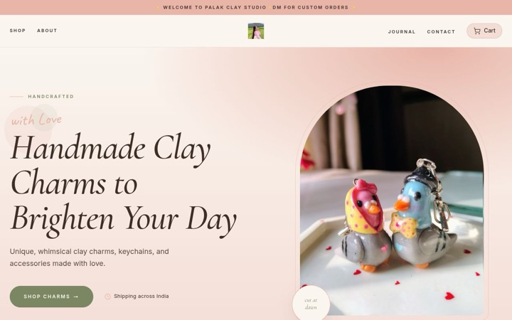 Palak Clay Studio — a real store built and published on SitesPlaced