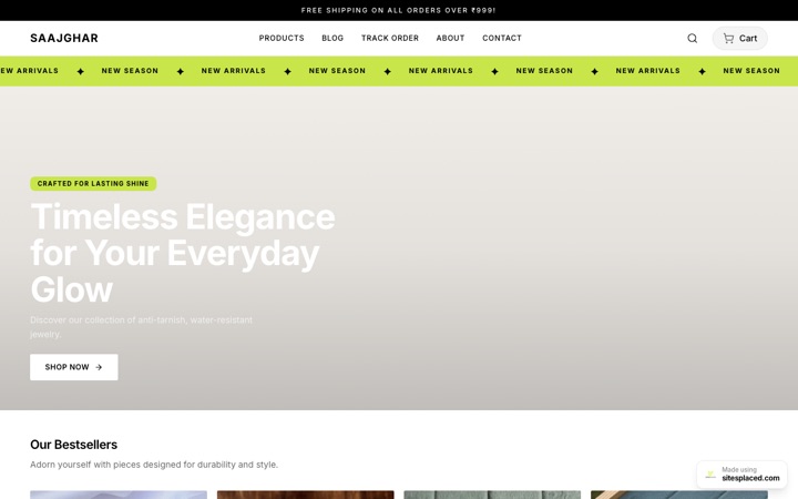 Saajghar — a real store built and published on SitesPlaced