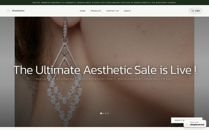 Shesthetics — a real store built and published on SitesPlaced