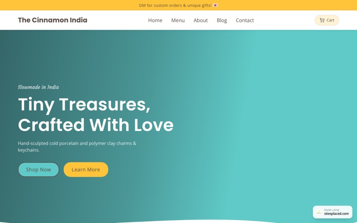 The Cinnamon India — a real store built and published on SitesPlaced