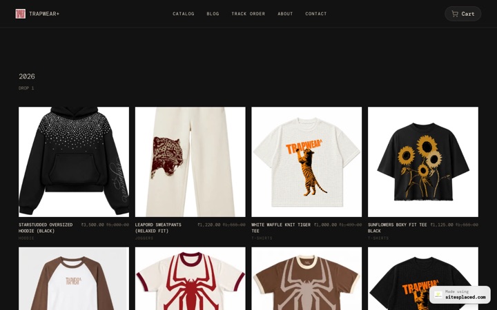 TRAPWEAR+ — a real store built and published on SitesPlaced