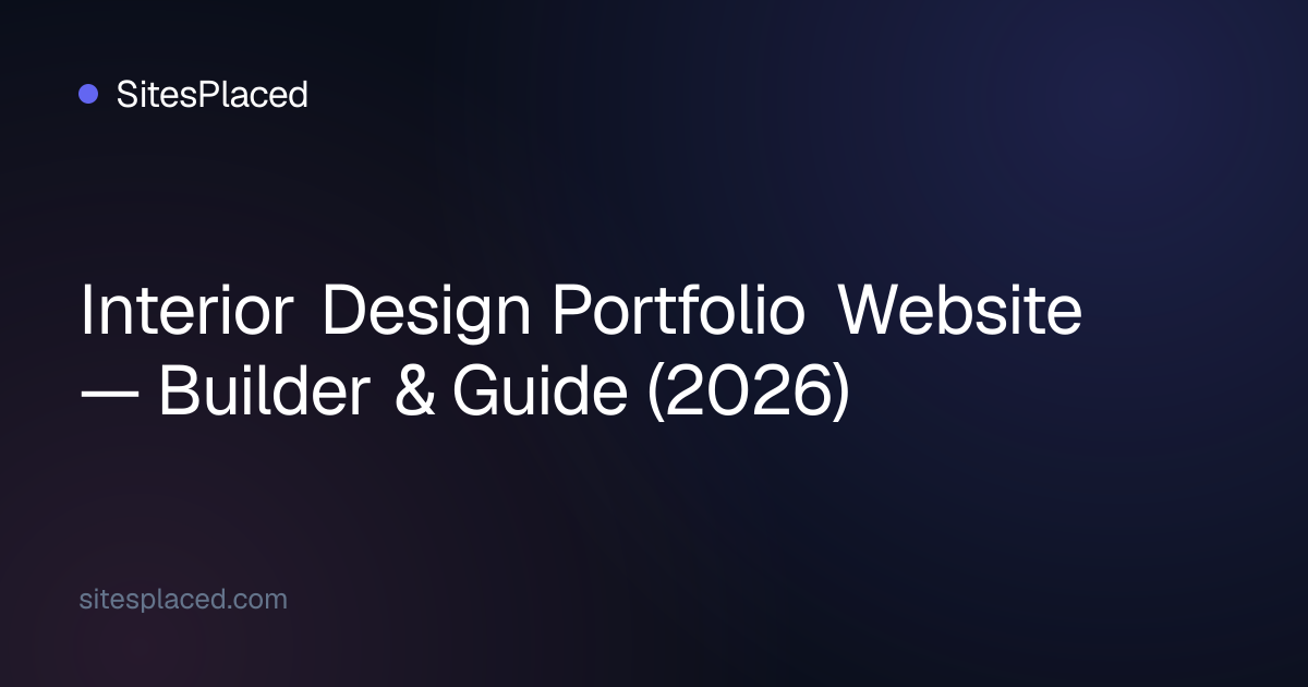 Interior Design Portfolio Website — Builder & Guide (2026)