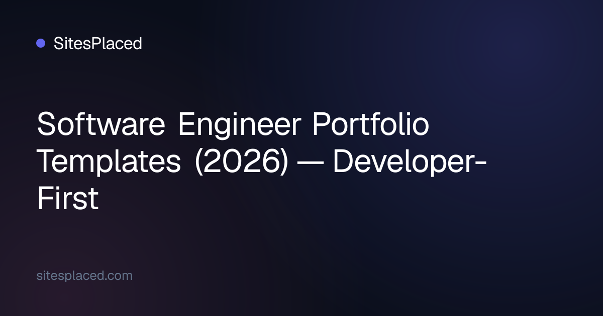Software Engineer Portfolio Templates (2026) — Developer-First