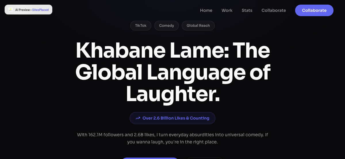 A creator site auto-generated by SitesPlaced from the TikTok profile @khaby.lame