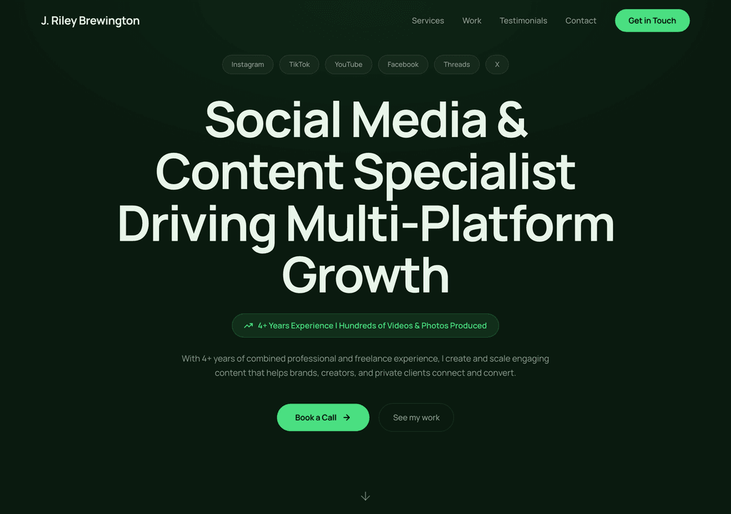 J. Riley Brewington — a real content specialist built and published on SitesPlaced