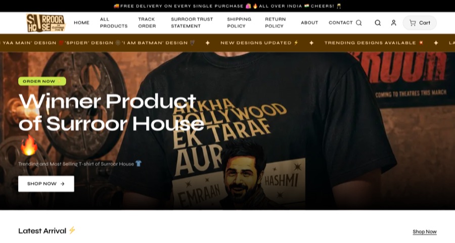 Surroor House — a real clothing store built and published on SitesPlaced