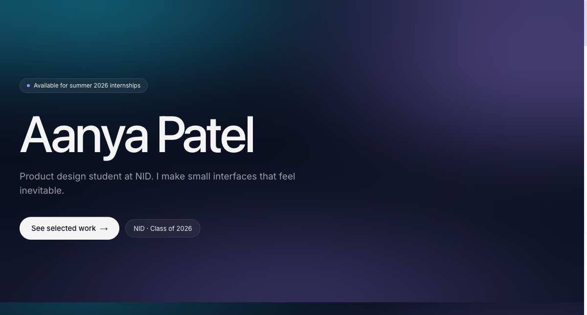 Aurora Portfolio template preview on SitesPlaced