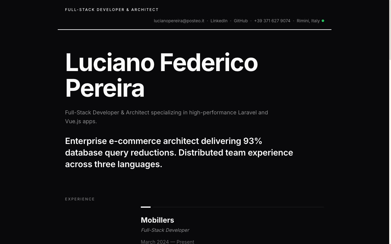 Resume Portfolio template preview on SitesPlaced